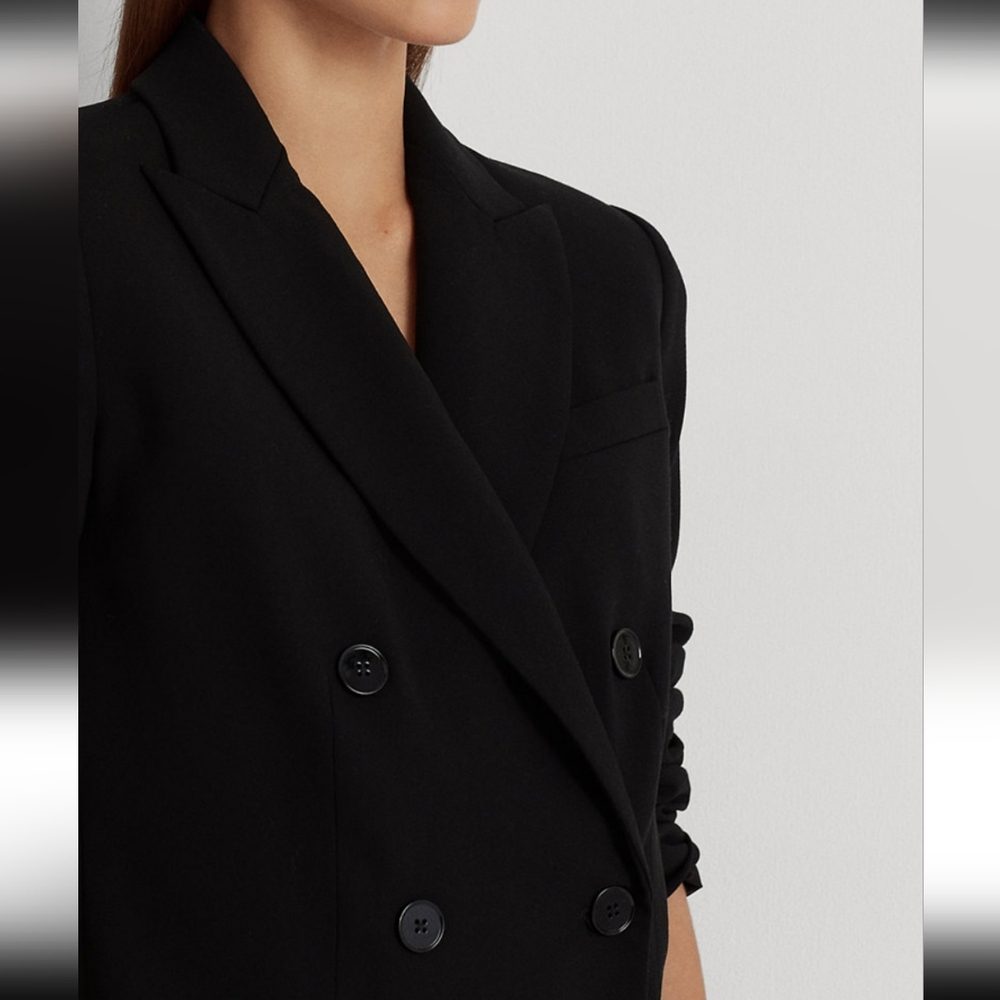 NWT RALPH LAUREN | $345 Double-breasted Wool Crepe Blazer - Picture 6 of 8